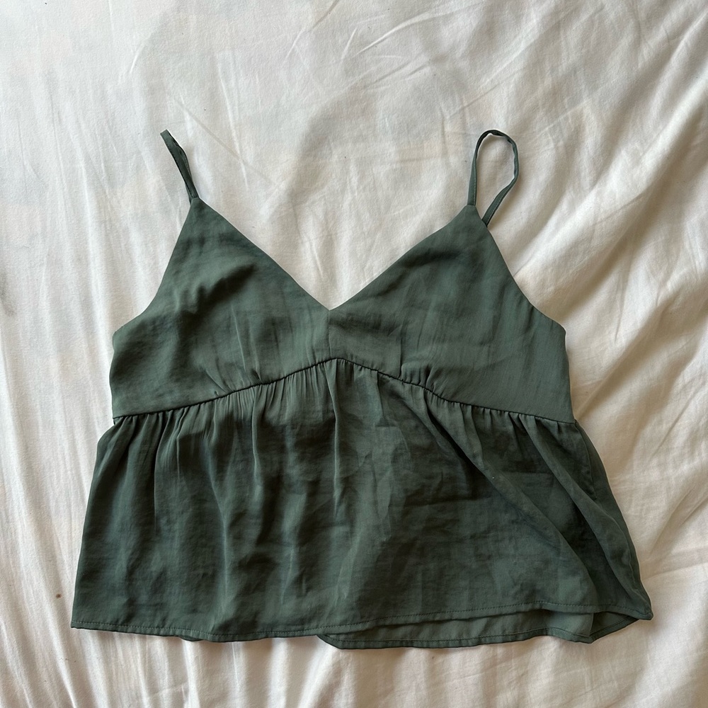 green sage peplum prairie cami tank top cropped from american eagle